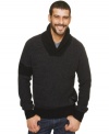 Keep warm as you keep your look stylin' in this shawl sweater by Marc Ecko Cut & Sew.