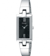 A dressy case adds sophistication to this bangle watch from Pulsar.