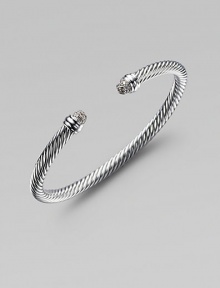 A classic Yurman cable design, in sterling silver with sparkling end caps of pavé diamonds. Diamonds, 0.30 tcw Sterling silver Cable, 5mm Diameter, about 2½ Made in USA A classic Yurman cable design, in sterling silver with sparkling end caps of pavé diamonds. Diamonds, 0.30 tcw Sterling silver Cable, 5mm Diameter, about 2½ Made in USA