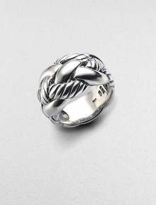 From the Woven Cable Collection. A chunky interwoven low-dome design with a shrimp texture in sterling silver. Sterling silver ½ wide Made in USA From the Woven Cable Collection. A chunky interwoven low-dome design with a shrimp texture in sterling silver. Sterling silver ½ wide Made in USA
