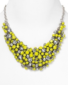 Nail this season's neon accessory trend with this bold, beaded bib necklace from Aqua. High-impact and electrically hued, it's the showpiece to covet bright now. Nail this season's neon accessory trend with this bold, beaded bib necklace from Aqua. High-impact and electrically hued, it's the showpiece to covet bright now.