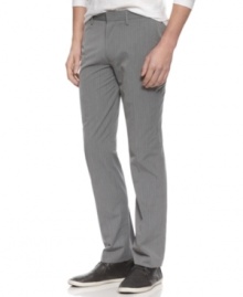 Don't get pinned down with boring style. These striped pants from Kenneth Cole Reaction raise your game. Don't get pinned down with boring style. These striped pants from Kenneth Cole Reaction raise your game.