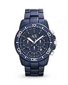 Armani Exchange encourages you to embrace your sporty side with this chunky chronograph watch. Boldly styled and designed for maximum durability, it's a game changer. Armani Exchange encourages you to embrace your sporty side with this chunky chronograph watch. Boldly styled and designed for maximum durability, it's a game changer.