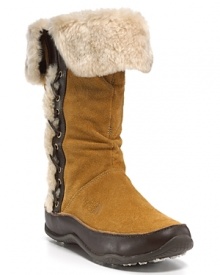 Waterproof, chill-resistant boots from The North Face® feature a cozy fuar fur collar, intricate details and soft suede. Waterproof, chill-resistant boots from The North Face® feature a cozy fuar fur collar, intricate details and soft suede.