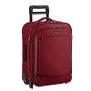 The new trend in luggage, Briggs & Riley expandable carry on's newly redesigned 20 wide-body is an ideal for both domestic and international travel. The shorter and wider configuration offers the maximum packing capacity and easily fits feet-first in the overhead compartment. Outsider® handle for wrinkle-free flat packing. Zip-around expansion increases packing capacity by 30%.