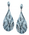 Sparkling sophistication. A mosaic of denim blue and clear crystals with Swarovski Elements adorn Kaleidoscope's whimsical teardrop earrings. Set in sterling silver. Approximate drop: 1-1/2 inches.