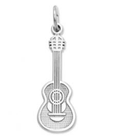 The perfect chord. Crafted in 14k white gold, this sweet guitar charm features a polished and textured design. Chain not included. Approximate length: 1-1/10 inches. Approximate width: 2/5 inch. The perfect chord. Crafted in 14k white gold, this sweet guitar charm features a polished and textured design. Chain not included. Approximate length: 1-1/10 inches. Approximate width: 2/5 inch.