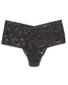 A soft stretchy lace thong in a vintage-inspired cut with a thick high-waist lace waistband.