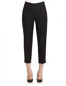 THE LOOKNarrow waistbandFlat-front styleSide zipperCropped lengthTHE FITRise, about 8Inseam, about 27THE MATERIAL96% cotton/4% elastaneFully linedCARE & ORIGINDry cleanImported THE LOOKNarrow waistbandFlat-front styleSide zipperCropped lengthTHE FITRise, about 8Inseam, about 27THE MATERIAL96% cotton/4% elastaneFully linedCARE & ORIGINDry cleanImported