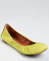 In chartreuse satin, Lucky Brand's Emmie2 flats make a vibrant statement.