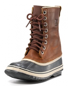 Embrace chill weather with these snow-stompers, a wintry mix of rugged leather and waterproof rubber from Sorel. Embrace chill weather with these snow-stompers, a wintry mix of rugged leather and waterproof rubber from Sorel.