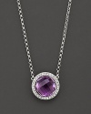 A beautiful faceted amethyst brings this pretty pendant necklace to life, with diamond accents in white gold.