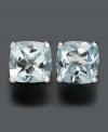 Cool, ocean blue. Adorn your ears with these brilliant cushion-cut aquamarine stud earrings (1-5/8 ct. t.w.).