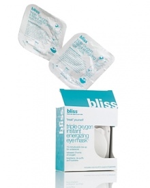 Like an energy drink for your eyes, this instant brightening treatment is eye-deal for those who want to fake a full 8 hours. With three forms of glow-inducing oxygen, antioxidant vitamin C and puff-pummeling cucumber extract, It'll leave eyes looking lively in 15 minutes flat. Includes 4 undereye masks in unique dual-chamber packets exclusive to Bliss.Includes 4 packets/5.5 mL each Like an energy drink for your eyes, this instant brightening treatment is eye-deal for those who want to fake a full 8 hours. With three forms of glow-inducing oxygen, antioxidant vitamin C and puff-pummeling cucumber extract, It'll leave eyes looking lively in 15 minutes flat. Includes 4 undereye masks in unique dual-chamber packets exclusive to Bliss.Includes 4 packets/5.5 mL each