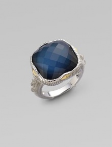 From the Contempo Collection. Blue quartz and hematite doublet stone dazzles in a sterling silver setting with 18K gold accents.Blue quartz Hematite 18K gold Sterling silver Width, about ½ Length, about ¾ Imported Additional Information Women's Ring Size Guide From the Contempo Collection. Blue quartz and hematite doublet stone dazzles in a sterling silver setting with 18K gold accents.Blue quartz Hematite 18K gold Sterling silver Width, about ½ Length, about ¾ Imported Additional Information Women's Ring Size Guide