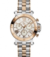 Embrace your feminine spirit with this elegant Gc Swiss Made Timepieces watch. The Femme collection shimmers with polished steel and warm rose-gold hues, for enduring style.