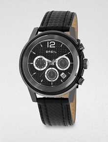 From the Orchestra collection, this chronograph watch features a clear glass insert and an edgy, carbon fiber dial. Chronograph movementWater-resistant to 10ATMPolycarbonate case: 45mm diameter(1.77)Bar markerDate display at 5 o'clockSecond handCarbon fiber strapImported From the Orchestra collection, this chronograph watch features a clear glass insert and an edgy, carbon fiber dial. Chronograph movementWater-resistant to 10ATMPolycarbonate case: 45mm diameter(1.77)Bar markerDate display at 5 o'clockSecond handCarbon fiber strapImported
