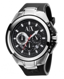 Casual and cool, this multifunctional watch by AX Armani Exchange works with any wardrobe. Casual and cool, this multifunctional watch by AX Armani Exchange works with any wardrobe.