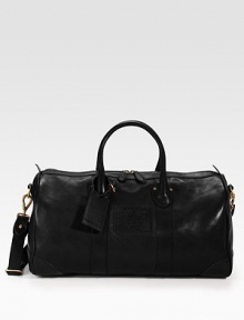 A timeworn vintage quality exudes from this handsome leather duffel, exquisitely crafted in soft, supple vachetta leather. Zip closure Top handle Adjustable, detachable shoulder strap Exterior, interior pockets Fully lined 19½W X 10H X 12D Imported A timeworn vintage quality exudes from this handsome leather duffel, exquisitely crafted in soft, supple vachetta leather. Zip closure Top handle Adjustable, detachable shoulder strap Exterior, interior pockets Fully lined 19½W X 10H X 12D Imported