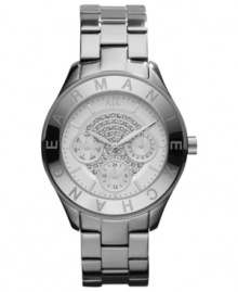 Shimmering rings of crystals lend a sophisticated look to this timepiece from AX Armani Exchange.