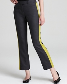 The latest crop, these Milly pants boast a shocking jolt of hue: neon tuxedo stripes for a cool take on cocktail dressing. Shockingly versatile, they transition into your work wardrobe when you team them with a white button-down and classic ballet flats. The latest crop, these Milly pants boast a shocking jolt of hue: neon tuxedo stripes for a cool take on cocktail dressing. Shockingly versatile, they transition into your work wardrobe when you team them with a white button-down and classic ballet flats.