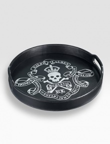 This exquisite piece makes a bold statement, with a silver leaf embossed skull-and-crossbones and Ralph Lauren banner scroll motif.14 L x 1¾ HLeather and silver leafImported This exquisite piece makes a bold statement, with a silver leaf embossed skull-and-crossbones and Ralph Lauren banner scroll motif.14 L x 1¾ HLeather and silver leafImported