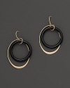 Onyx and 14 Kt. gold double hoop earrings.