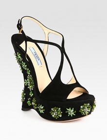 Intricate beads transform this suede design with a powerful platform wedge. Self-covered wedge, 6 (150mm)Covered platform, 1¾ (45mm)Compares to a 4¼ heel (110mm)Suede upperAdjustable ankle strapLeather lining and solePadded insoleMade in Italy Intricate beads transform this suede design with a powerful platform wedge. Self-covered wedge, 6 (150mm)Covered platform, 1¾ (45mm)Compares to a 4¼ heel (110mm)Suede upperAdjustable ankle strapLeather lining and solePadded insoleMade in Italy