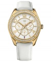 Stunning color and sparkle stand out on this leather watch from Tommy Hilfiger.