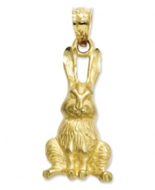 The perfect present for inside an Easter basket, this adorable diamond-cut rabbit will make this year extra special. Crafted in 14k gold. Chain not included. Approximate length: 1 inch. Approximate with: 2/5 inch. The perfect present for inside an Easter basket, this adorable diamond-cut rabbit will make this year extra special. Crafted in 14k gold. Chain not included. Approximate length: 1 inch. Approximate with: 2/5 inch.