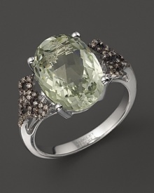Badgley Mischka Green Amethyst Cocktail Ring With Brown Diamonds Badgley Mischka Green Amethyst Cocktail Ring With Brown Diamonds