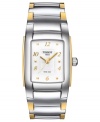 A contemporary timepiece flecked with golden accents from Tissot's T10 collection.