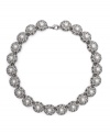 Perfect for an evening affair. This glamorous Monet necklace will add just the right touch with shimmery white glass pearls and crystal accents in a circular pattern. Crafted in silver tone mixed metal. Approximate length: 16 inches + 2-inch extender.