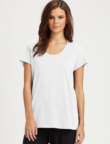 EXCLUSIVELY AT SAKS. This mini pocket design made of pure cotton is the perfect layering piece for any wardrobe. Scoop necklineShort cap-sleevesFront mini pocketAbout 27 from shoulder to hemCottonMachine washImported