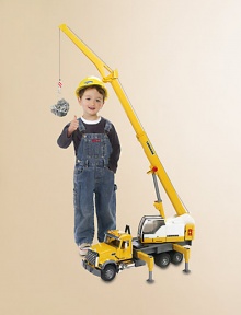 Incredibly realistic 1:16 scale model provides hours of imaginative play, with opening doors, lift-up hood displaying engine block, folding side mirror, telescoping/pivoting crane and hand-cranked winch.Plastic About 26L X 7¼W X 10½H plus crane Recommended for ages 3 and up Made in Germany Incredibly realistic 1:16 scale model provides hours of imaginative play, with opening doors, lift-up hood displaying engine block, folding side mirror, telescoping/pivoting crane and hand-cranked winch.Plastic About 26L X 7¼W X 10½H plus crane Recommended for ages 3 and up Made in Germany
