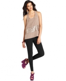An interior-knee patch adds a paneled effect to these Bar III solid leggings for an edgy look -- layer them under all your fave tunics! An interior-knee patch adds a paneled effect to these Bar III solid leggings for an edgy look -- layer them under all your fave tunics!