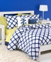 A deep blue and white palette renders a simply soothing look in this Trellis comforter set from Izod, featuring a geometric trellis design with subtle zigzag borders for an edgy touch.