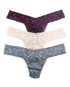 A soft stretchy lace low-rise thong with a thick signature lace waistband.