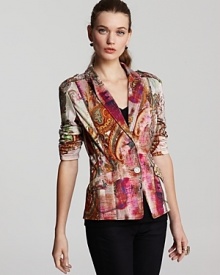 Marrying a shapely silhouette and technicolor paisley print, this BASLER blazer is born to be bold. Showcase the statement piece against black skinnies and patent pumps. Marrying a shapely silhouette and technicolor paisley print, this BASLER blazer is born to be bold. Showcase the statement piece against black skinnies and patent pumps.