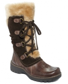 Step out in cozy warmth this winter in Bare Trap's Betheny faux-fur cold weather boots.