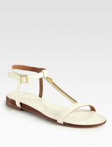 A sleek goldtone detail adds luxe style to this comfortable leather design with an adjustable ankle strap. Leather upperAdjustable ankle strapLeather liningRubber solePadded insoleImported A sleek goldtone detail adds luxe style to this comfortable leather design with an adjustable ankle strap. Leather upperAdjustable ankle strapLeather liningRubber solePadded insoleImported