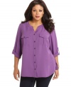 Cargo accents highlight Elementz' three-quarter sleeve plus size shirt-- pair it with your favorite casual bottoms.