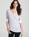 A striking melange of stripes run across this super-relaxed Three Dots tee, for a vivid take on a wardrobe essential.