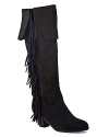 Take advantage of fringe benefits with Sam Edelman--these bohemian over-the-knee boots get set in soft suede with stitched details.