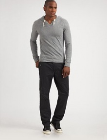 Whether for business casual or weekend wear, this comfortably soft style with button-front slash pockets are sporty yet functional.Flat frontSide slash, back flap pocketsInseam, about 33CottonMachine washImported Whether for business casual or weekend wear, this comfortably soft style with button-front slash pockets are sporty yet functional.Flat frontSide slash, back flap pocketsInseam, about 33CottonMachine washImported