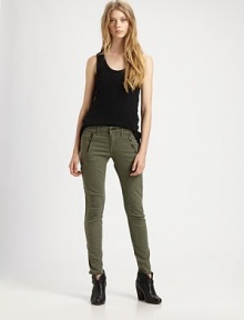 Cargo pockets and asymmetrical zippers renew these stretchy, majorly soft skinnies. THE FITRise, about 8Inseam, about 30THE DETAILSZip flySix-pocket styleCotton/Tencel/spandexMachine washMade in USA of imported fabricModel shown is 5'11 (178cm) wearing US size 4. Cargo pockets and asymmetrical zippers renew these stretchy, majorly soft skinnies. THE FITRise, about 8Inseam, about 30THE DETAILSZip flySix-pocket styleCotton/Tencel/spandexMachine washMade in USA of imported fabricModel shown is 5'11 (178cm) wearing US size 4.