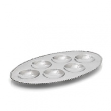 This eye-catching seder plate is both traditional and modern, a Passover centerpiece to be enjoyed for generations. In the designer's own words, the Molten collection is distinguished by streamlined, timeless shapes... objects which reverberate with the skill of their maker and yet do not fit into a traditional interpretation of craft. The pieces possess a soulfulness and organic energy only possible through the handmade process. This eye-catching seder plate is both traditional and modern, a Passover centerpiece to be enjoyed for generations. In the designer's own words, the Molten collection is distinguished by streamlined, timeless shapes... objects which reverberate with the skill of their maker and yet do not fit into a traditional interpretation of craft. The pieces possess a soulfulness and organic energy only possible through the handmade process.