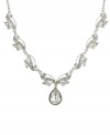 Grow your collection with this vine-inspired necklace from 2028. Swarovski elements shine in teardrop silhouettes. Crafted in silver-tone mixed metal. Approximate length: 16 inches + 3-inch extender. Approximate drop: 1 inch.