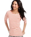 Must-have alert! Classic stripes lend cool energy to this super-comfy top from Pink Rose.