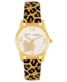 Hit the ground running. This Betsey Johnson watch is covered in leopard spots and signature Betsey style. Hit the ground running. This Betsey Johnson watch is covered in leopard spots and signature Betsey style.